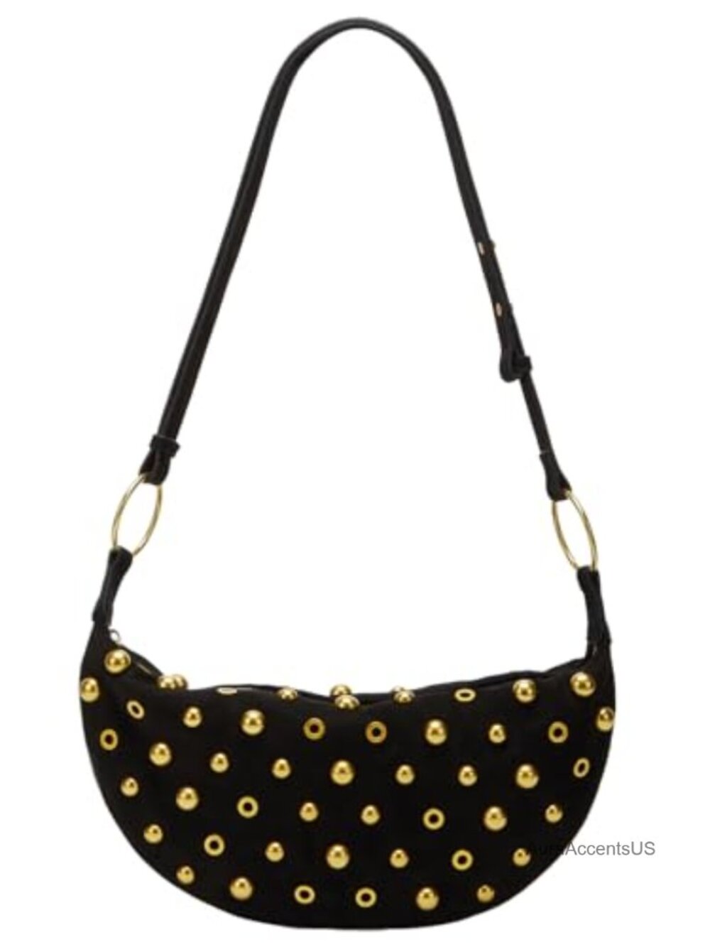 Suede Studded Shoulder Bag Large Hobo Tote Punk Retro Handbag Adjustable Strap